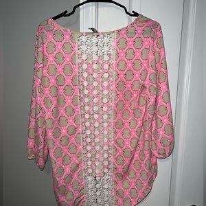 yahada top size medium hot pink and cream top